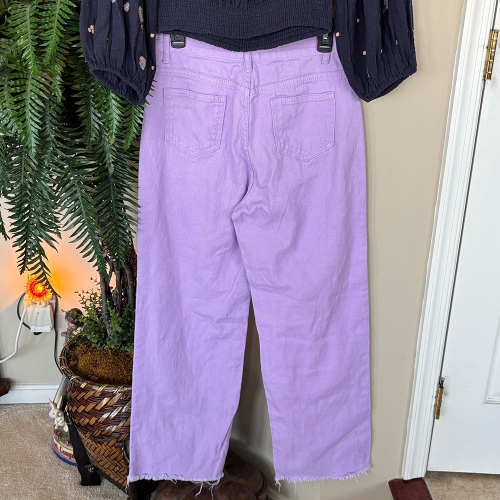 Brand New Free People Navy Floral Embroidered Off Shoulder Top & Lavender Jeans - Picture 11 of 16